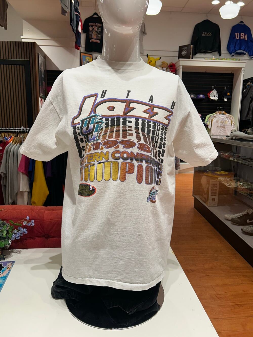 1998 Single Stitch Utah Jazz Western Conference Champions White Tee Size XL
